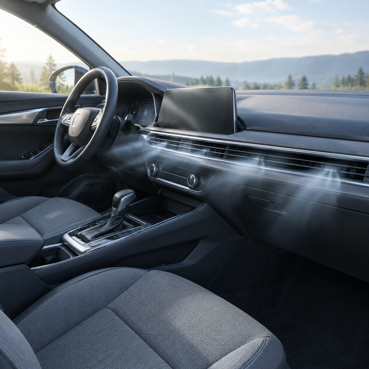 Schoon autointerieur met frisse lucht uit de ventilatieroosters